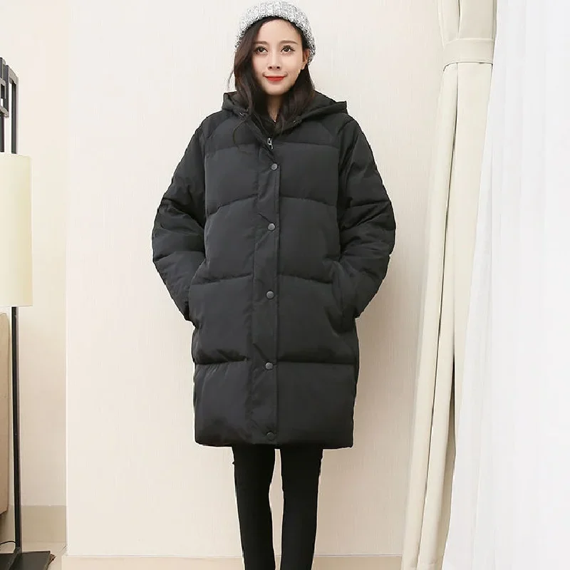 Women Maternity Winter Puffer Jacket Long Outerwear Coat Splashproof Windproof Hooded Down Jacket Pregnant Long Winter Coat