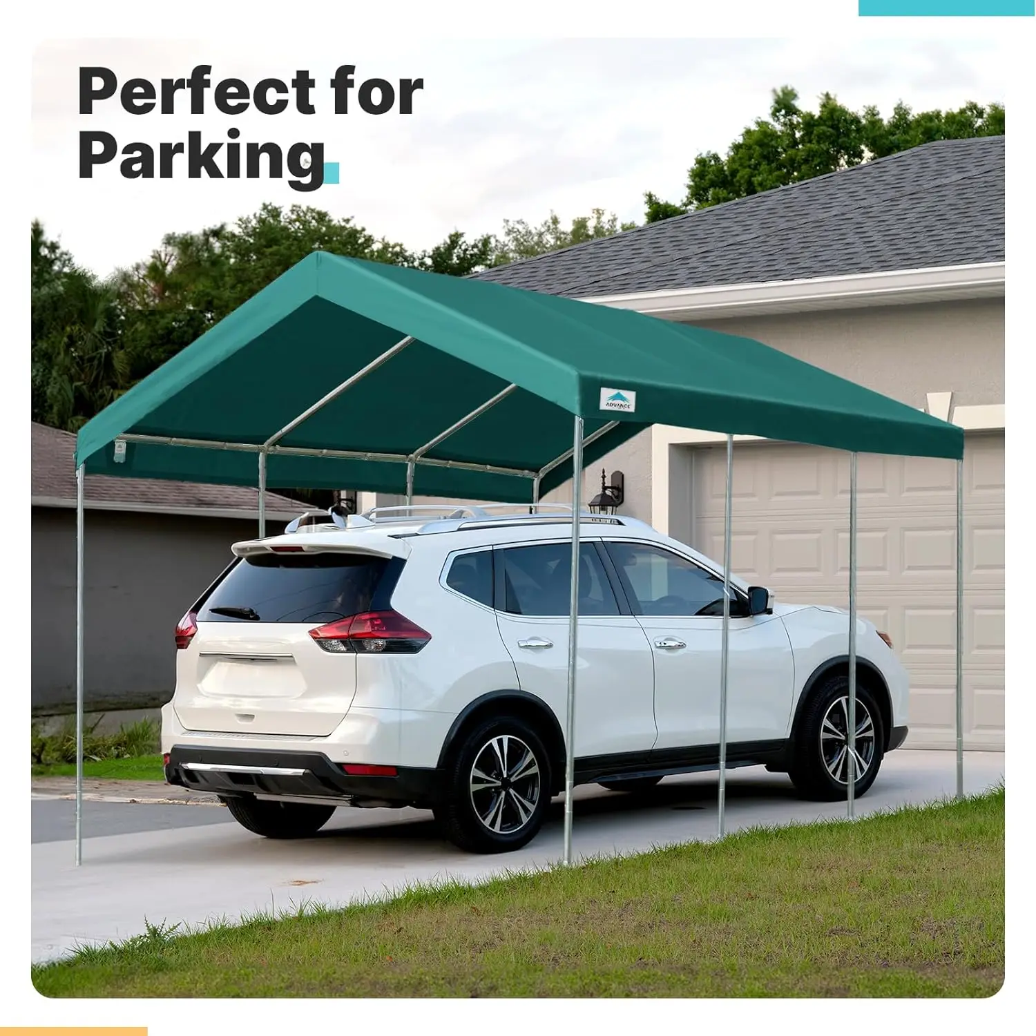 

Adjustable 10x20 ft Heavy Duty Carport Car Canopy Garage Boat Shelter Party Tent,Adjustable Peak Height from 9.5ft to 11ft,Green