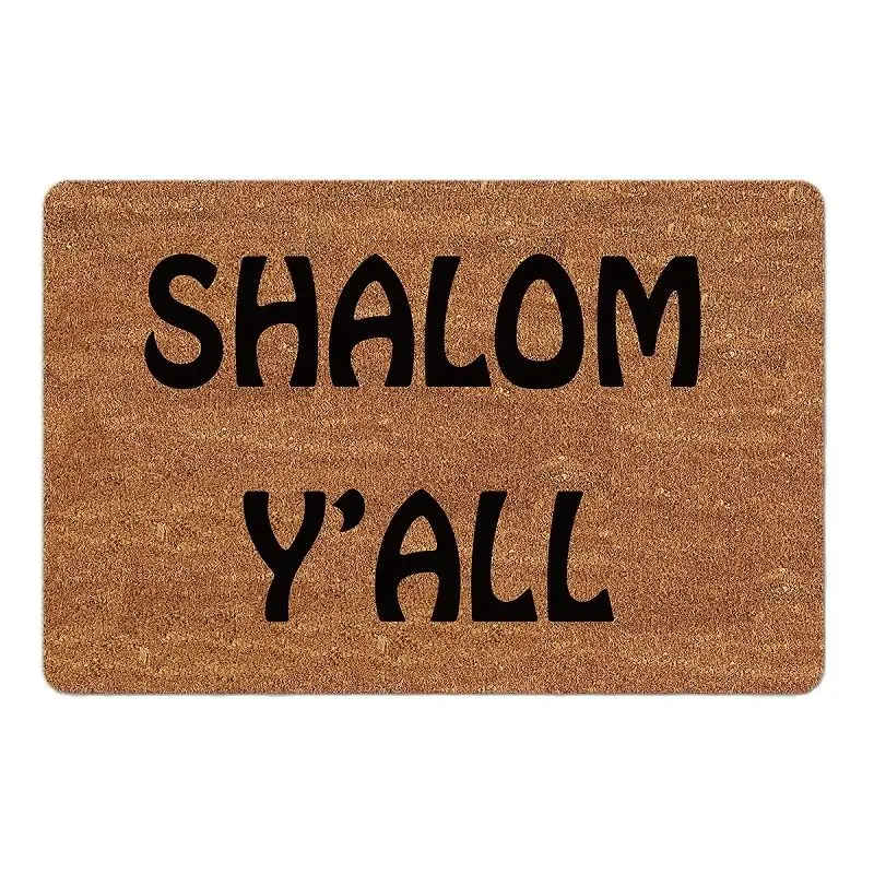 

SHALOM Y'ALL Doormat Welcome Outdoor Hebrew Word Hello Goodbye Porch Patio Party Holiday Home Decor Floor Door Mat Rug Rubber