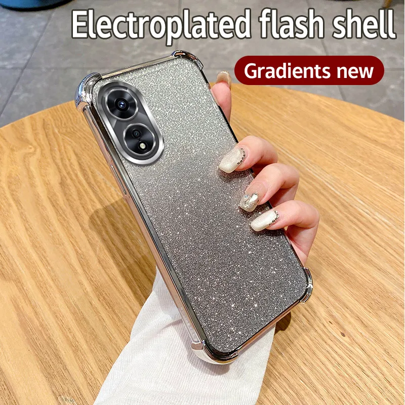 Clear Shockproof Glitter Phone Case with Plating Design, Soft Cover