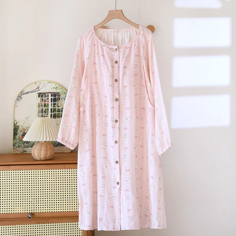 Pure Cotton Nightgown For Breastfeeding Pregnancy Dresses Spring New Feeding Nightie Nursing Gown Maternity Clothes 4