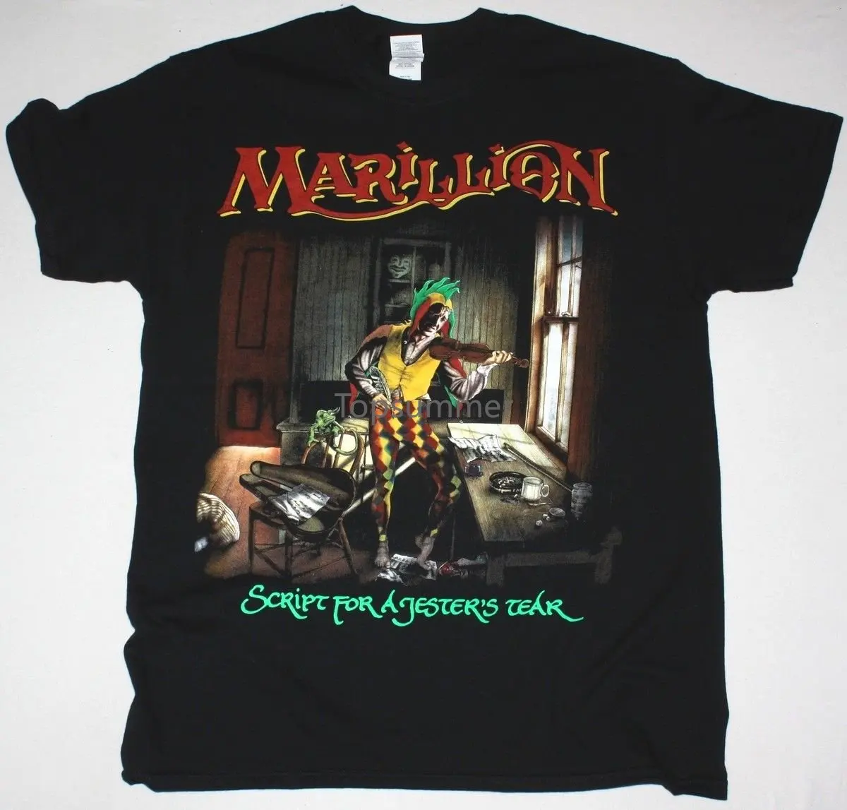 

Marillion Script For A Jester'S Tear Black T Shirt Progressive Rock Fish
