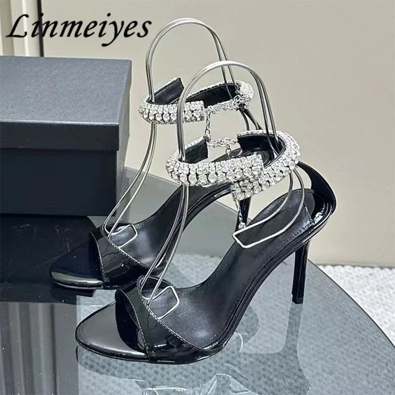 

Sexy High Heels Sandals Women Luxury Crystal Ankle Buckle Party Prom Shoes Female Summer Stiletto Gladiator Sandals Woman