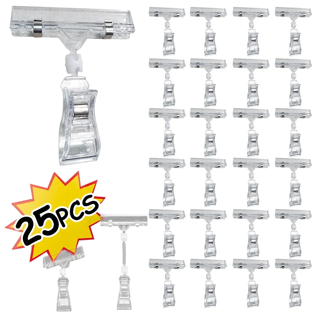 25Pcs Clear POP Advertising Clips Plastic Sign Price Display Label Tag Clip Holders In Supermarket Retails Label Holder Clamp ﻿ 2