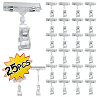 25Pcs Clear POP Advertising Clips Plastic Sign Price Display Label Tag Clip Holders In Supermarket Retails Label Holder Clamp ﻿ 2