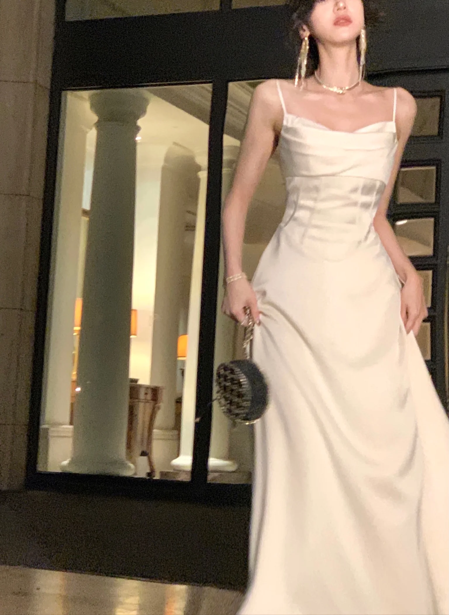 New Summer Satin Midi Dress Women Slim Spaghetti Strap Elegant Party Dresses Wedding Evening Birthday Backless Prom Robe Clothes