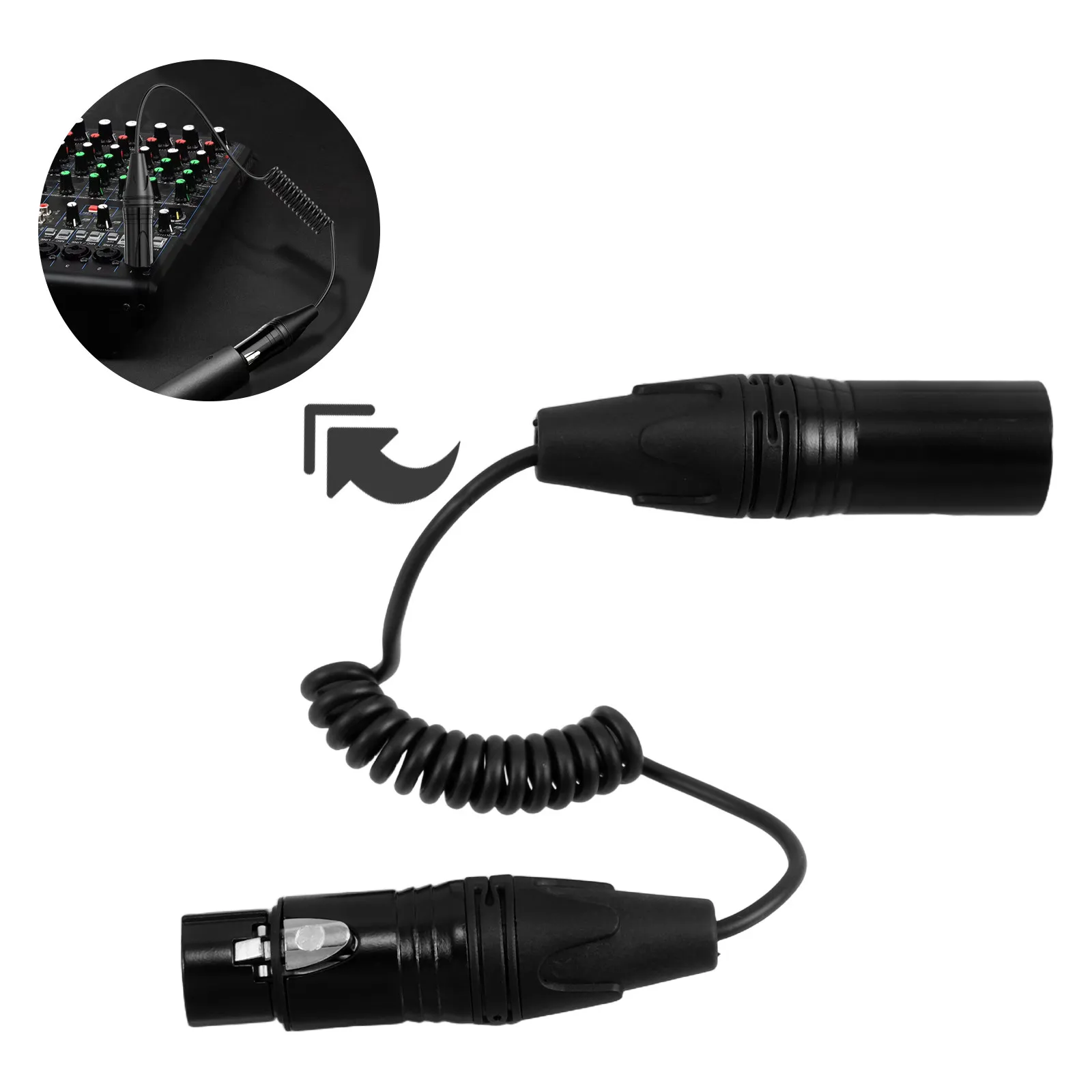3핀 XLR 케이블(남성-여성) 스프링 디자인 마이크 커넥터, 밸런스드 마이크 코드 오디오 커플러, 라이브 사운드 녹음용