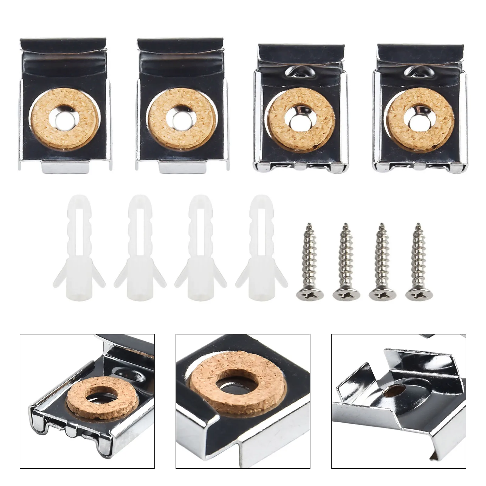 Description Picture 3 of item4pcs Bathroom Mirror Glass Wall Hanging Fixing Kit Frameless-Clips Mounting Hanger Clamp Chrome Wall-Brackets Clamps With Screws