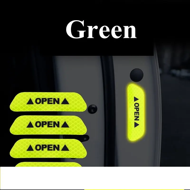 4PCS/Set Car Door Stickers Universal Safety Warning Mark OPEN High Reflective Tape Auto Accessories Exterior Bike Helmet car stickers car door stickers car reflective tape sticker car reflective stickers carbon fiber car stickers