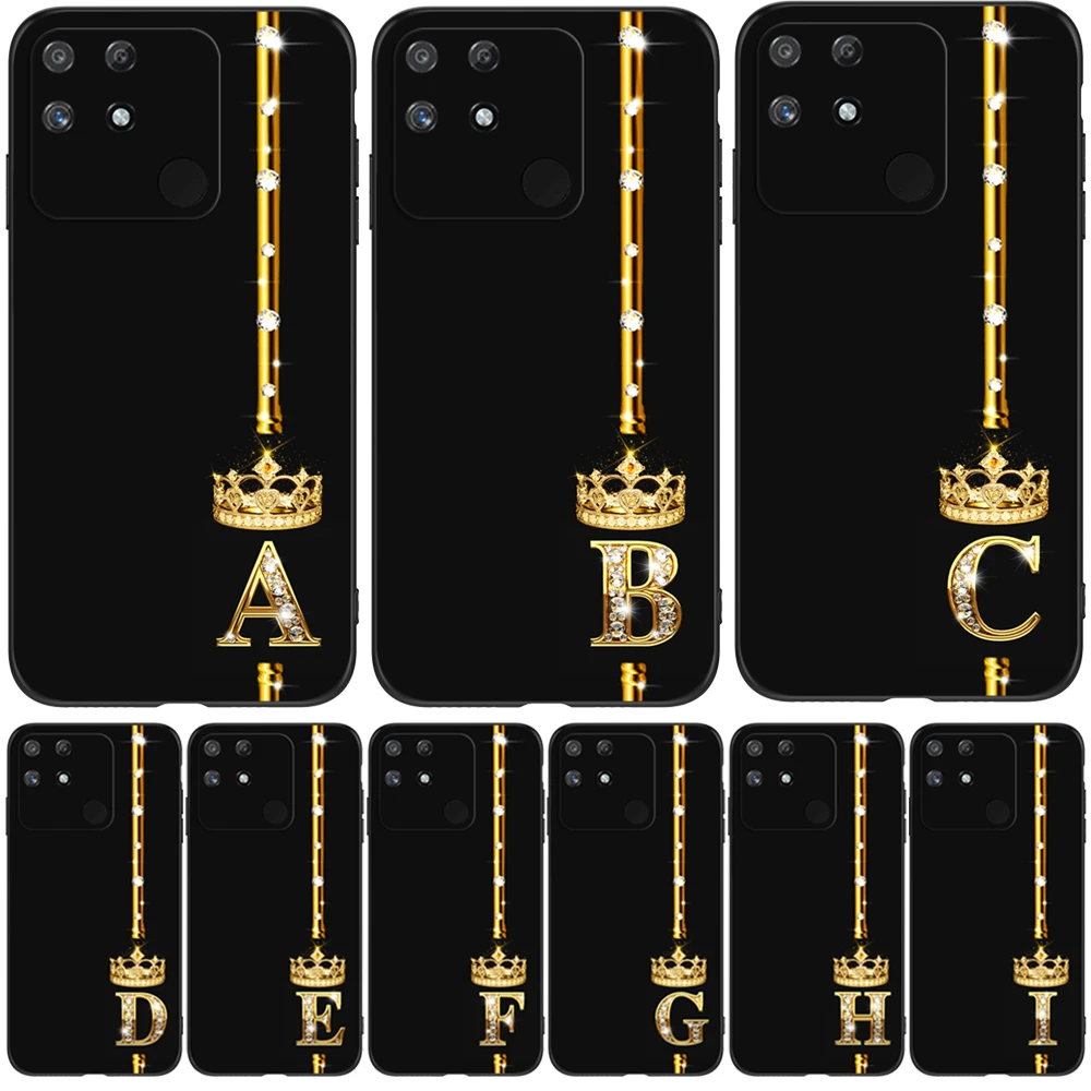 For Realme Narzo 50A Case 6.5Inch For Oppo Realme Narzo50A 50 A Case Rmx3430 Phone Case Black Tpu Case Gold Letters