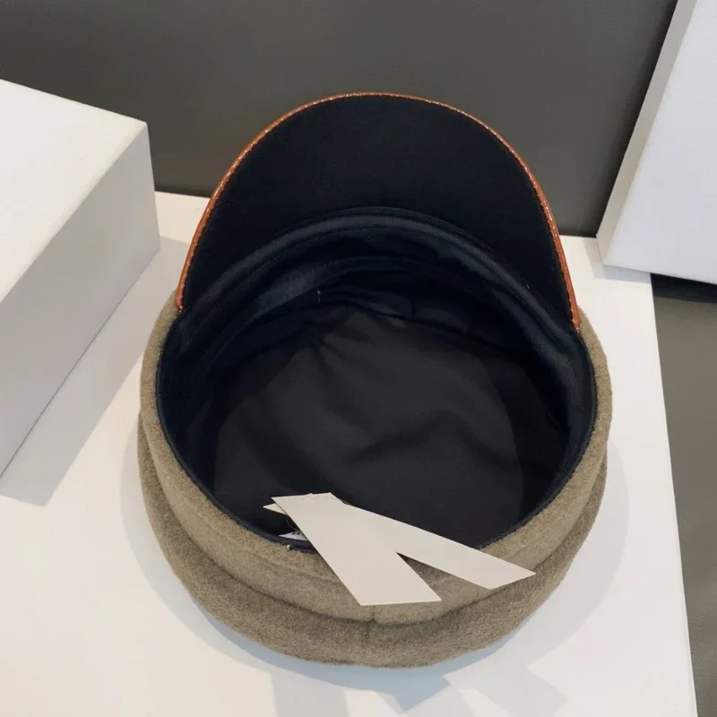 Autumn Winter Wool Newsboy caps Patchwork Letter Flat Caps Cotton Newsboy Cap