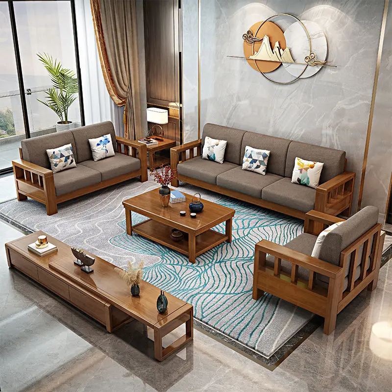 

Modern simple solid wood sofa furniture Imperial concubine living room Chinese storage high box sofa combination