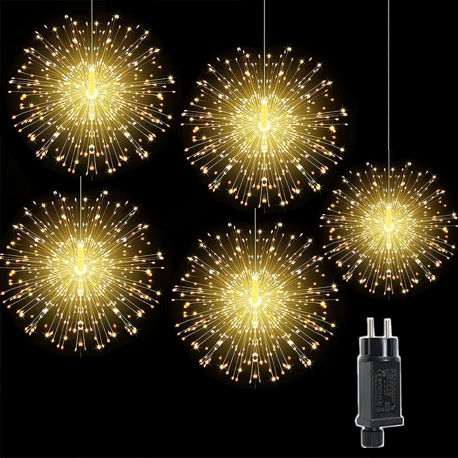 Romantic 10 IN 1 1200LED Dandelion String Lights Garland Outdoor Christmas Firework Fairy Lights for Party Wedding Bedroom Decor