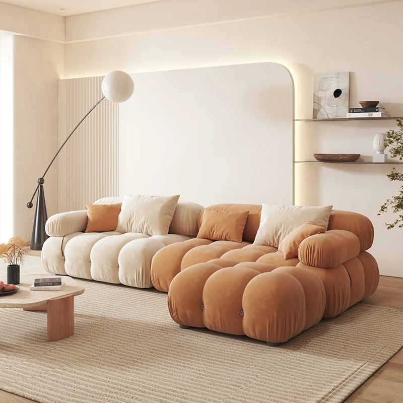 

Tofu Block Module Combination Sofa Technology Fabric Small Apartment Living Room Straight Cream Style