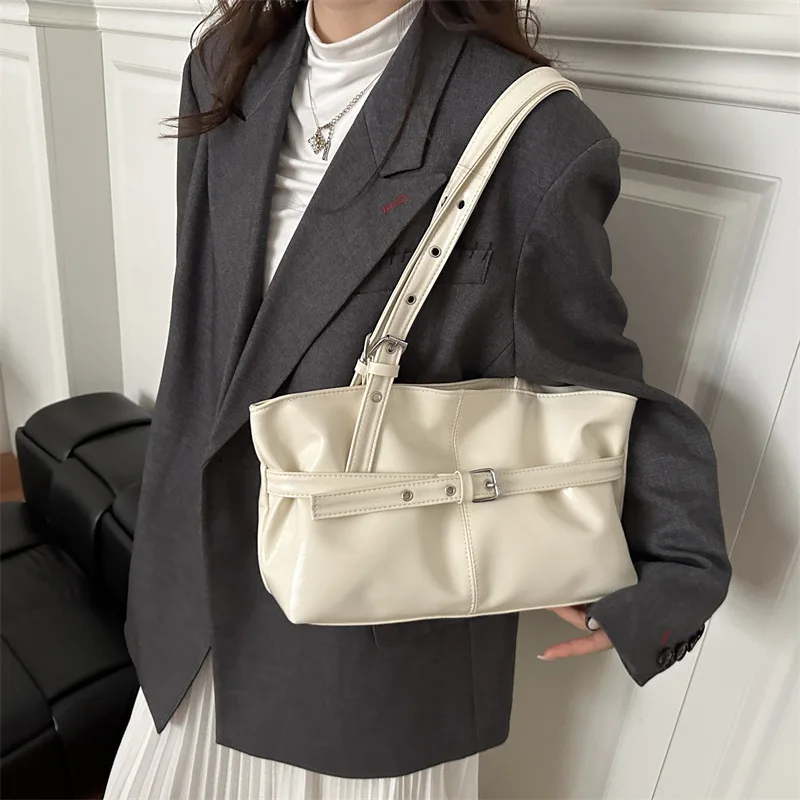 Large Capacity Women’s Shoulder Bag Tote Commuter Bag Simple Vintage Cross-Border New Style Bag Versatile Sensation 2025