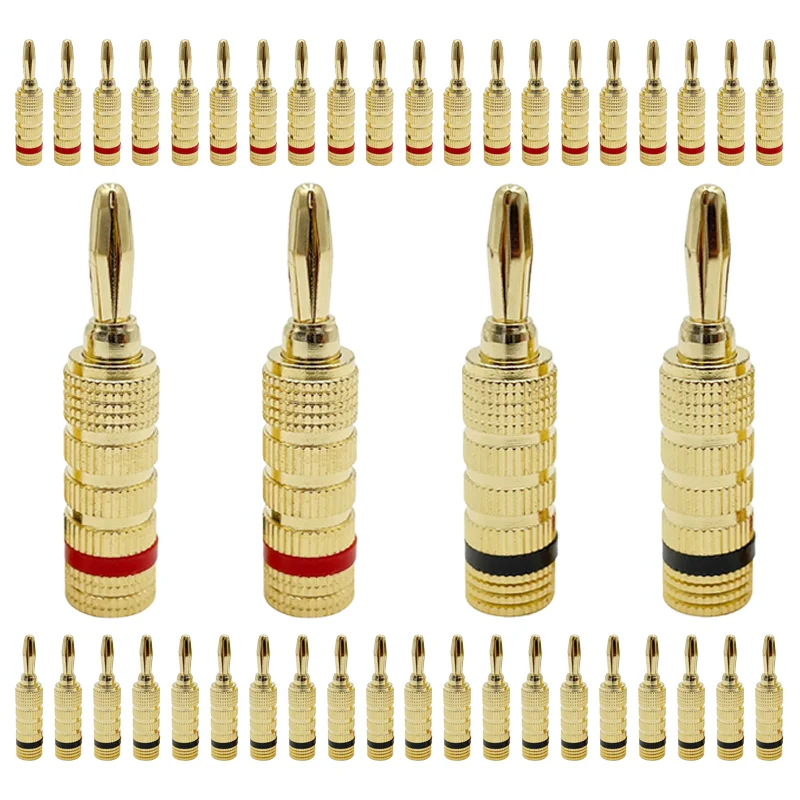 

8/40/200pcs 4mm Banana Plug Musical Cable Wire Audio Plug Speaker Adapter Plated Speaker Cable Wire Pin Connectors Gold-Plated