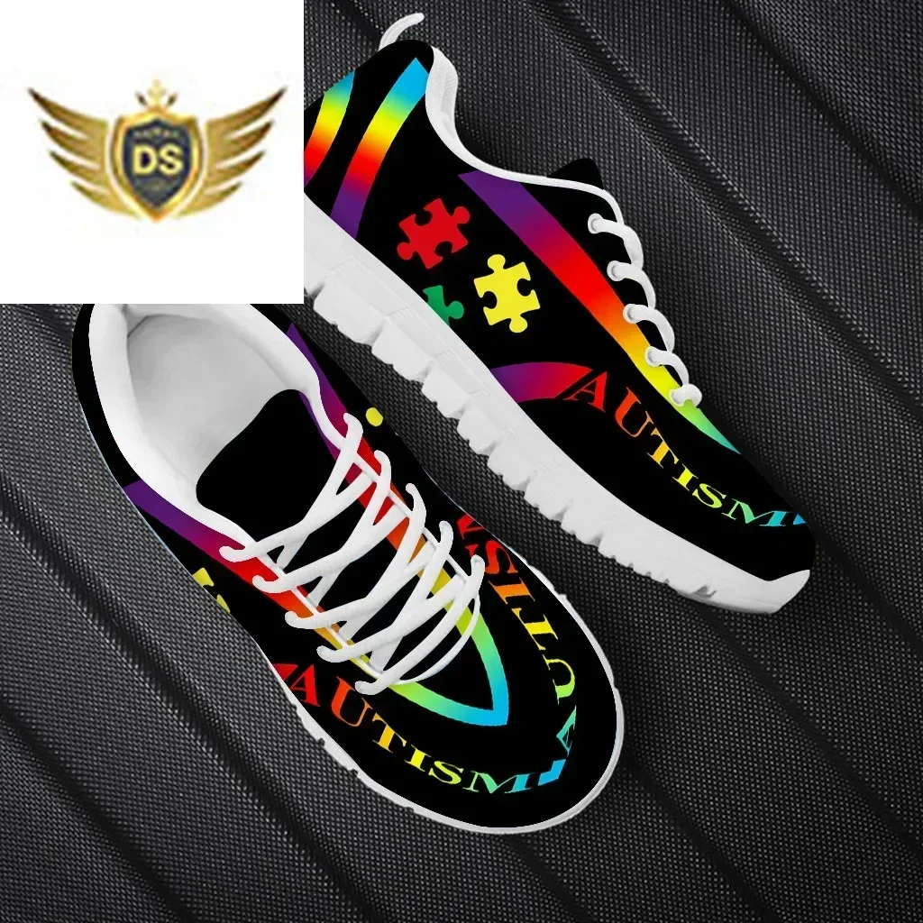Woman Flats Shoes Autism Awareness Design For Girls Personalized Walking Shoes Female Wear-resistant Sport Sneakers