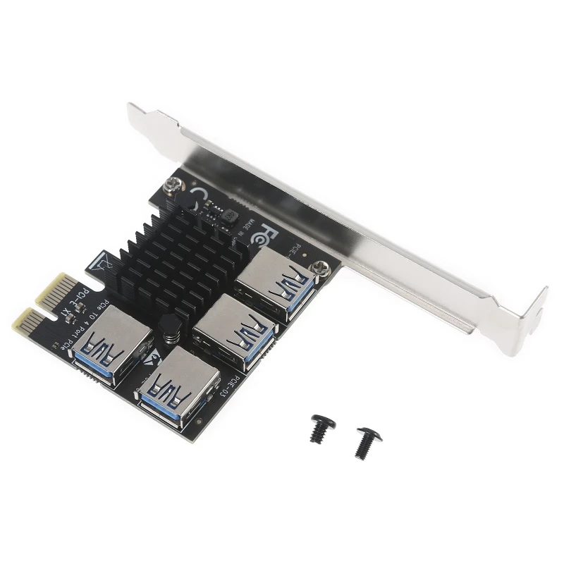 

PCI-E от 1 до 4 слотов PCI-Express 16X Riser Card USB Адаптер-умножитель для майнинга биткойнов для Linux для M