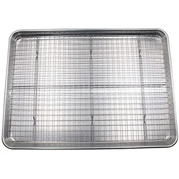 Teglie da forno per teglia da forno con griglia in filo di acciaio inossidabile Set da 1 confezione di fogli per biscotti facili da pulire Bakeware in alluminio 1