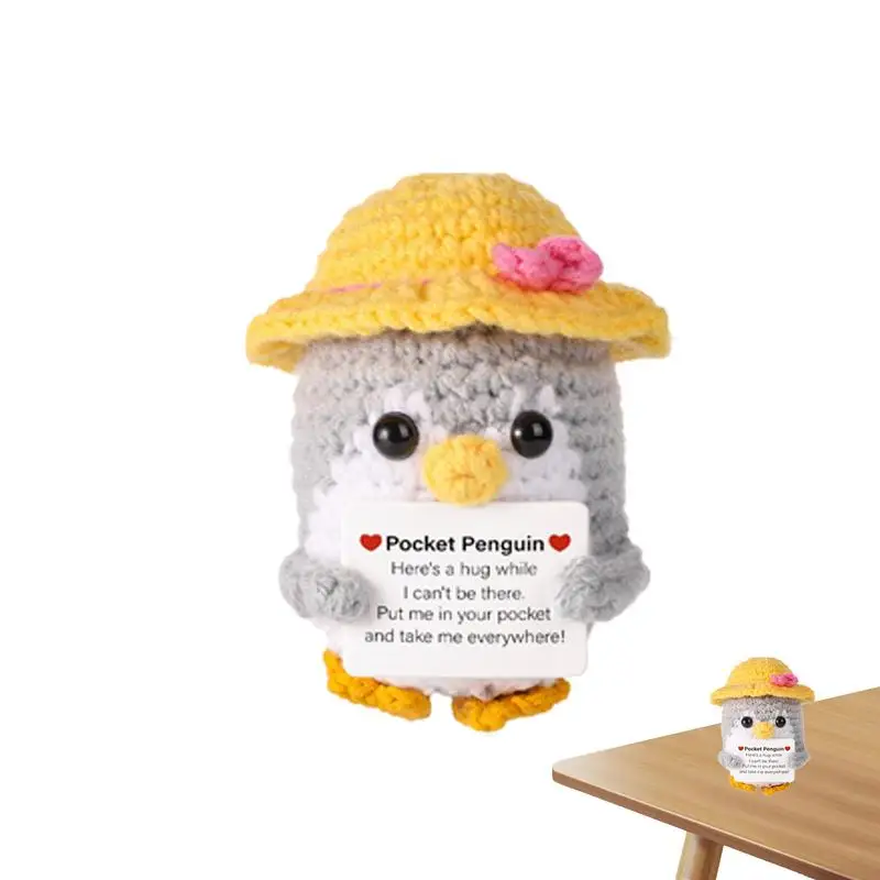 Crochet Penguin Doll with Encouragement Card