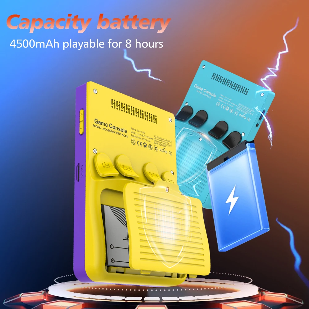 NEW R40xx Pro Max Gaming Console - 4.2" IPS Screen + Dual Joystick | Built-in Wi-Fi Portable Video Player (Solid Color)