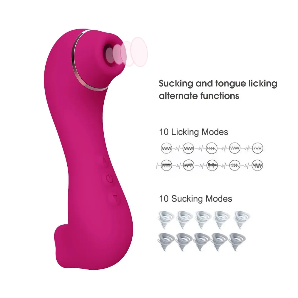 Female Sex Toy Vagina Sucking Vibrator Sucking Tongue Licking Vibrator Double-headed Female Masturbation Tool Breast Massager Clitoral Stimulator Satisfied for Woman