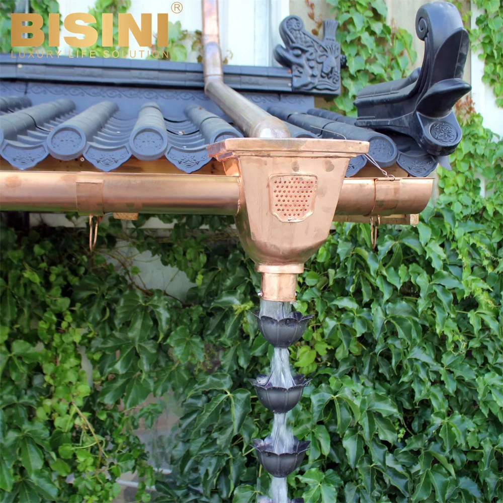 Chinese style Homestay Hostel Garden Eaves Link Falling Water Hammered Princess lotus Copper Rain Chain