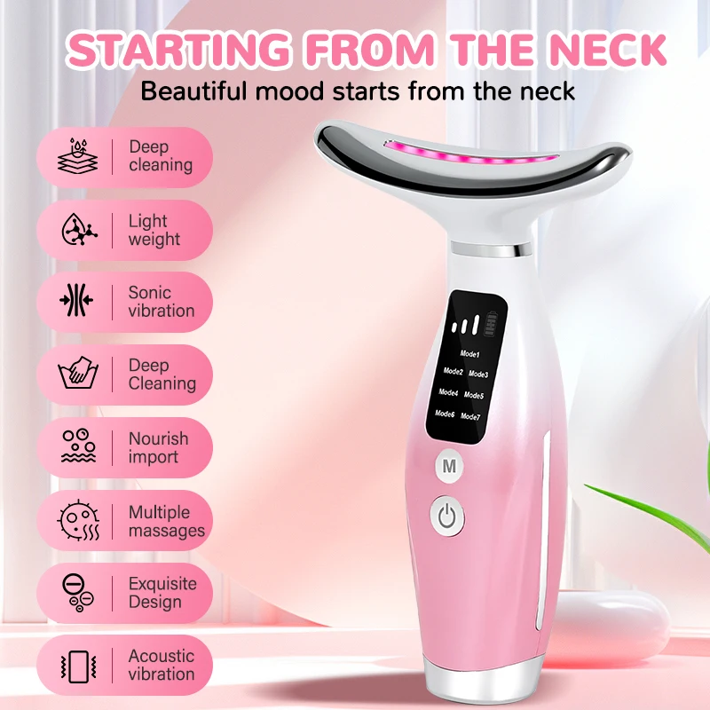 Portable Neck and Face Beauty Massager with LED Light Therapy