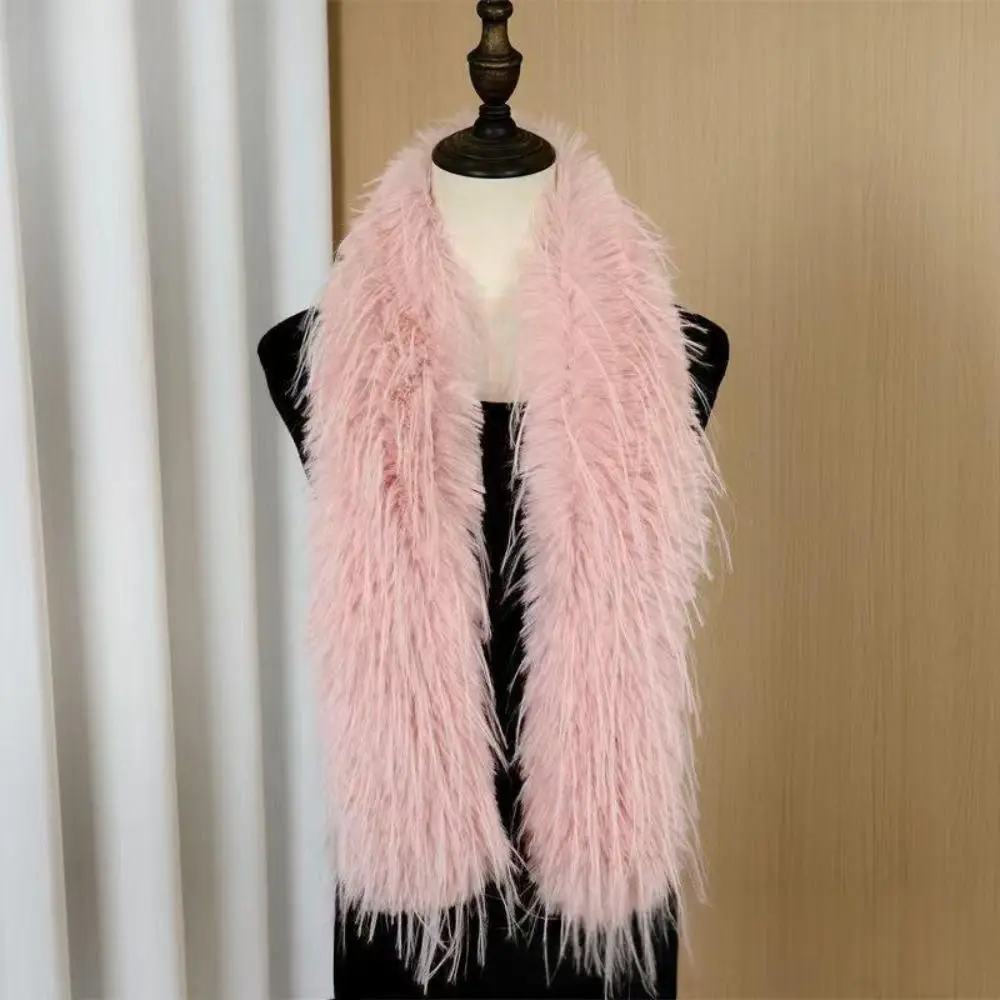 Koreanischer Stil Dicker Flauschiger Langer Streifenschal Imitation Nerzfell Luxuriöser Klassischer Weicher Schal 180cm Damen Quastenschal für Partys – Detail 9
