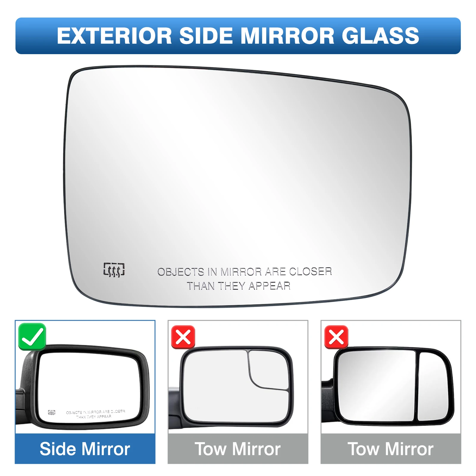 Heated Side Wing Mirror Glass Left Right for Dodge Ram 1500 2500