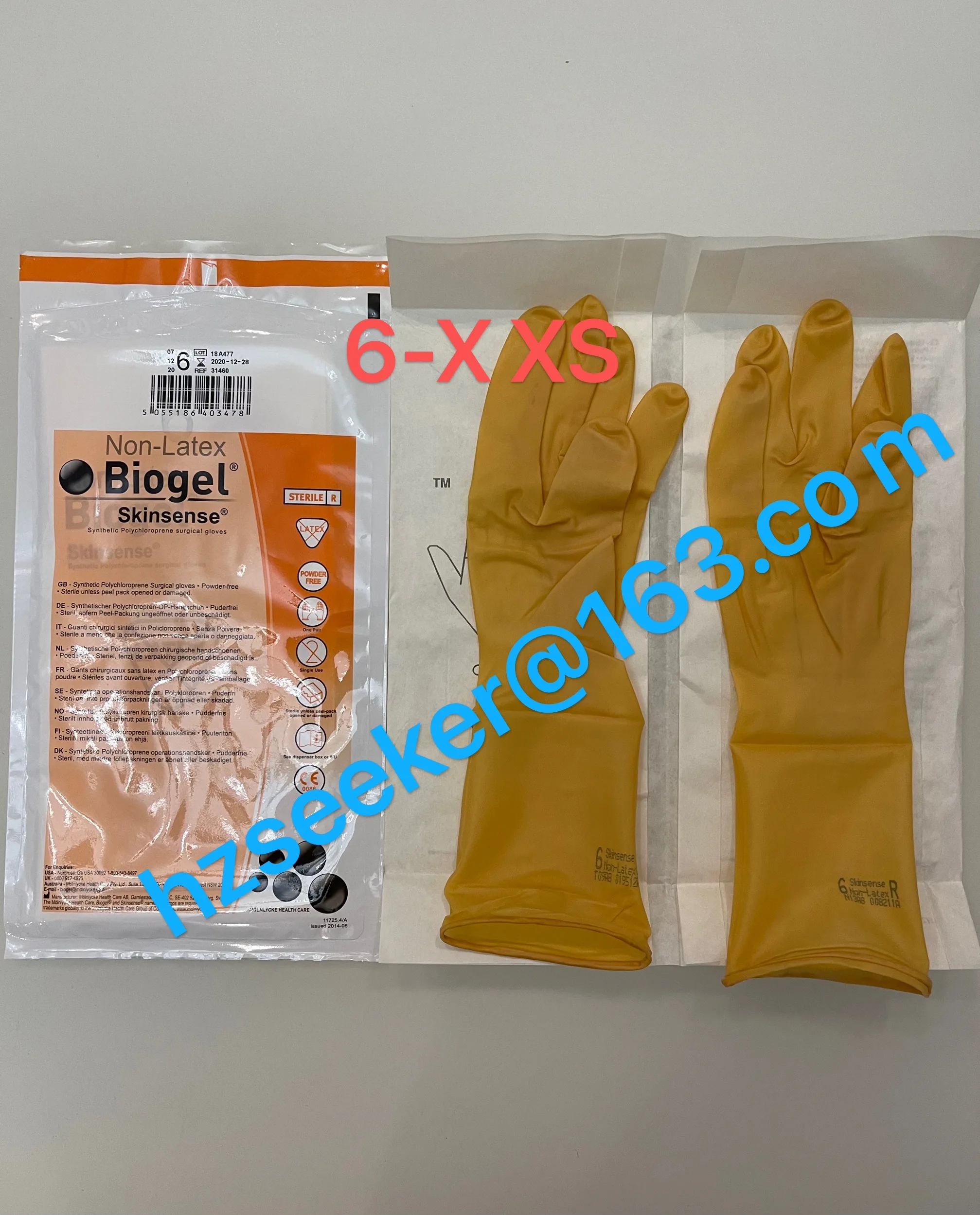 Mölnlycke Biogel Skinsense 使い捨て手袋 5½ 38袋 Biogel Skinsense non-latex polychloroprene surgical gloves