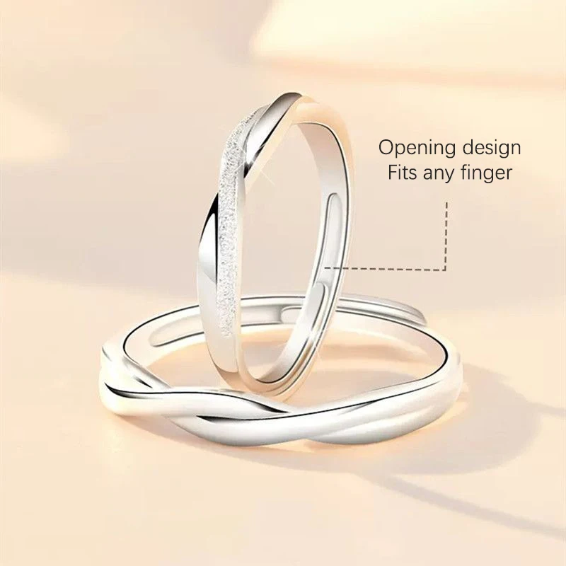 Couple Rings Set Simple Opening Adjustable Finger Ring For Women Men Anniversary Gift