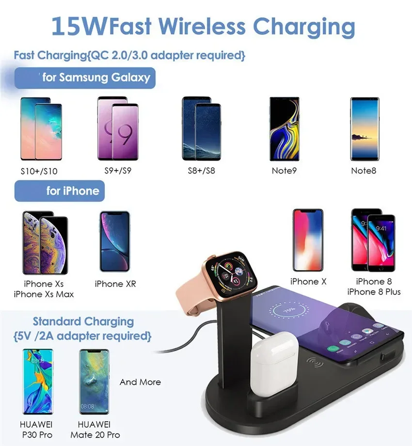 3-in-1 Kabelloses Ladegerät mit Ständer für Samsung iPhone 17 16 15 14 13, Apple Watch und Airpods – Schnelle Ladestation – Detail 16