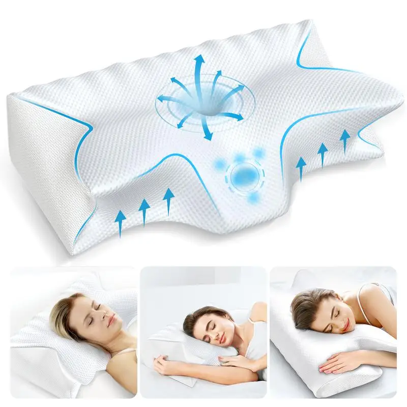 Butterfly Sleep Memory Neck Pillow Slow Rebound Comfort Memory Foam Sleep Cervical Orthopedic Neck Pillow Massage Bed Pillow 4