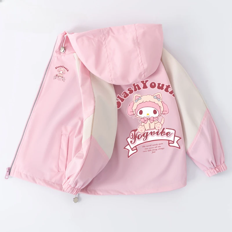 

Уличные куртки Kawaii Anime Sanrio My Melody, осенние спортивные куртки для студентов с мультяшным рисунком, пальто, милая куртка для девочек, детский подарок на день рождения