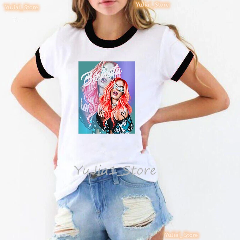 

Karol G Bichota And Heart Tattoo Graphic Print T Shirt Women'S Clothing Funny Fashion Tshirt Girls Harajuku Shirt Summer Tops