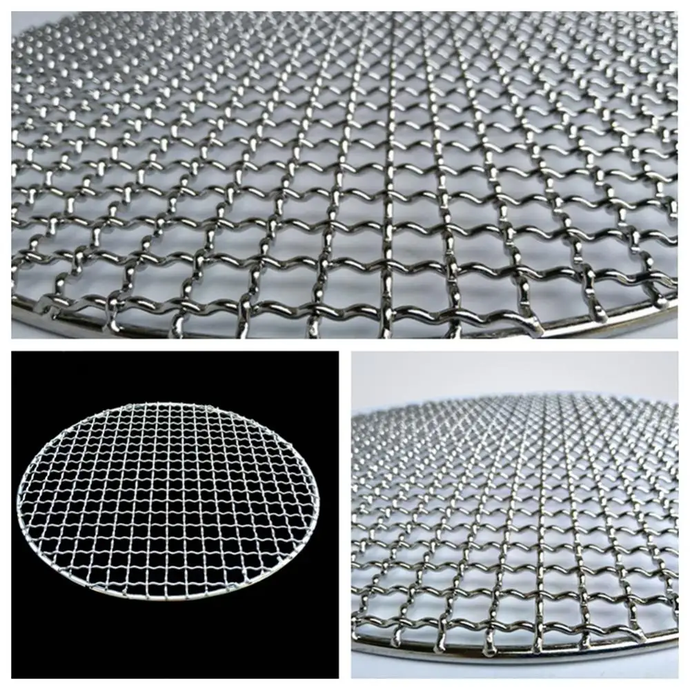 Stainless Steel 15-38cm Round BBQ Net Grill Roast Mesh Net Barbecue Baking Pan Mat Grid Camping Picnic Baking Kitchen Accessory