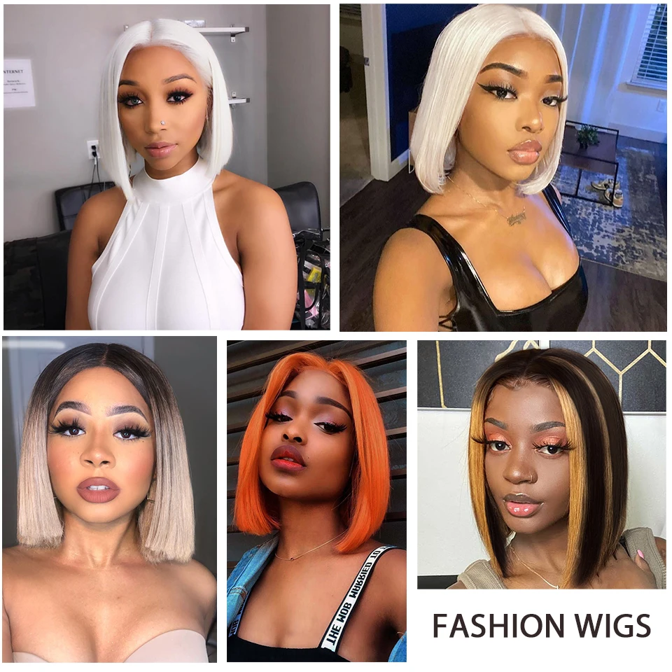 I's a wig Synthetic Wigs for Women Short Straight White Wigs Middle Part Blonde Black Orange Bob Wigs Cosplay Daily Use Hairs images - 6