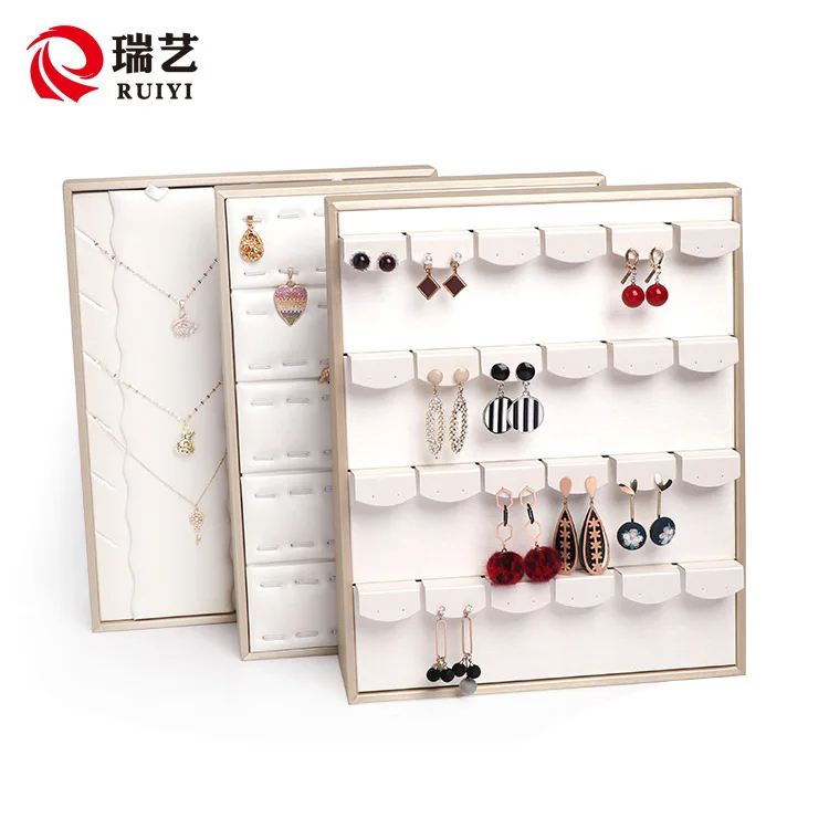 

High-grade leather vertical ring earrings necklace pendant jewelry frame display jewelry store counter jewelry items