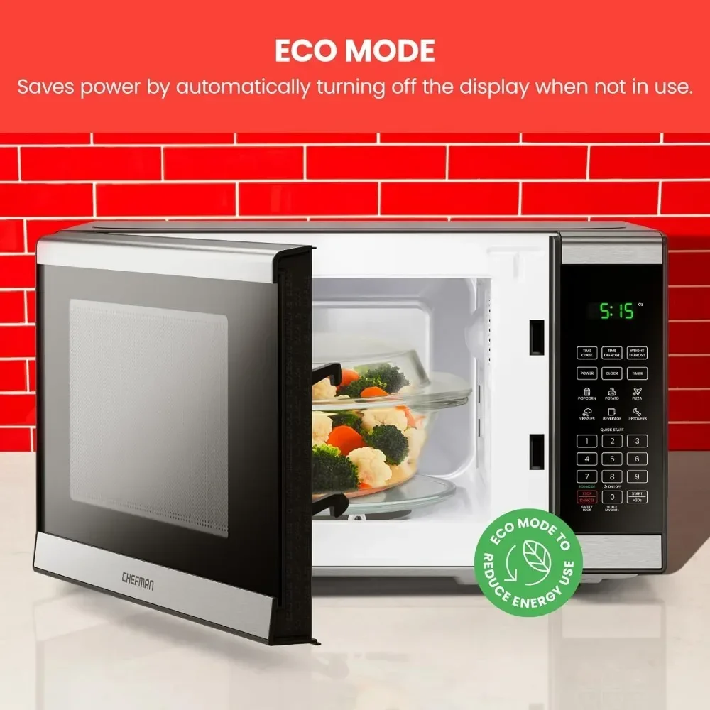 Desktop microwave oven 0.7 cubic feet stainless steel microwave oven 700 watts, with 10 power levels and mute function 6
