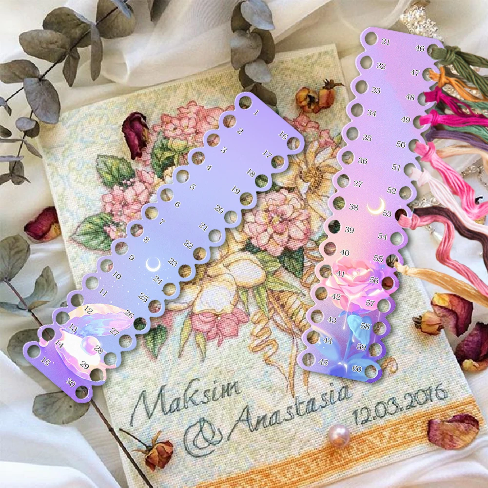 2pcs Cross Stitch Row Line Board Knit Tools Accessory 30-Hole Embroidery Thread Organizer Acrylic for Sewing Needlework Knitting