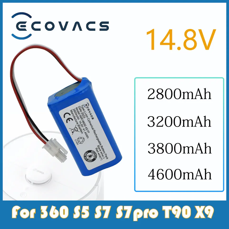 

Ecovacs14.8V 2800/3200/3800/4600mAh Voor Qi hoo 360 S5 S7 S7pro T90X9 3500Mah 14.8V Robotstofzuiger Vervangende Batterijen
