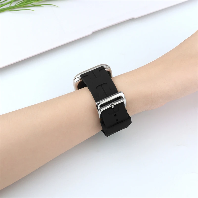 Фото Ремешок силиконовый для Apple Watch band 44 мм 45 мм 41 мм 40 мм 49 мм 42 мм 38 мм, новый браслет correa iwatch Series 9 8 Ultra 7 se 3 5 6 4 №2