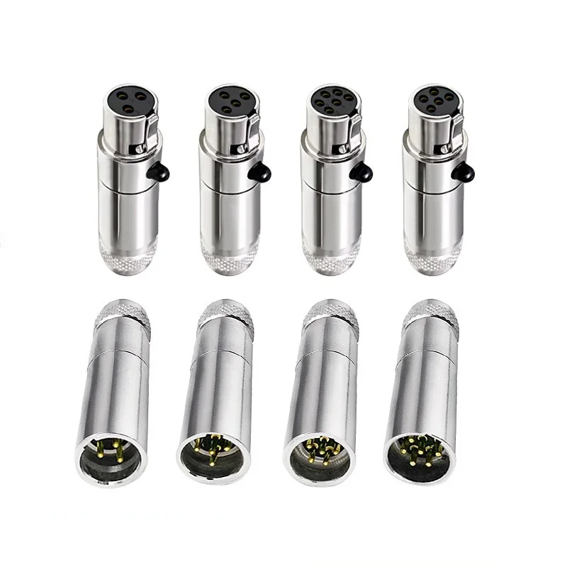 미니 XLR 수 플러그 암 소켓 금속 3 4 5 6 핀 XLR 오디오 마이크 DIY 마이크 커넥터 어댑터, 케이블 납땜용, 5 개 20 개