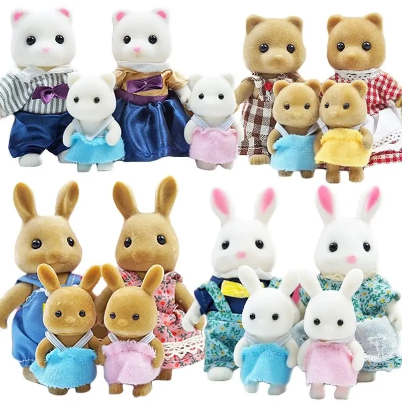 Simulation Forest Animal Family 1:12 Scale Dollhouse Bunny Reindeer Pretend Game Set Children's Christmas For Girl Birthday Gift 2