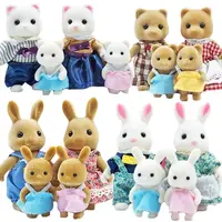 Simulation Forest Animal Family 1:12 Scale Dollhouse Bunny Reindeer Pretend Game Set Children's Christmas For Girl Birthday Gift 2