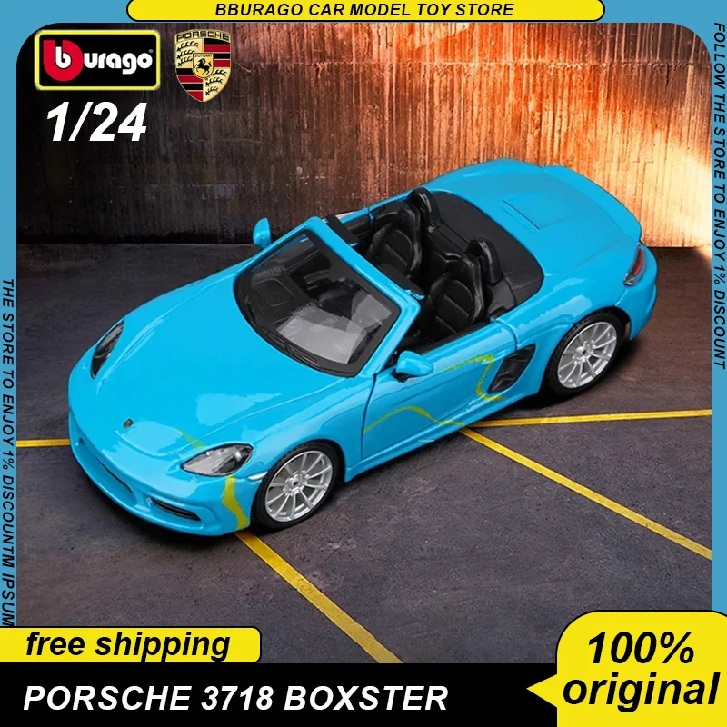 

Bburago 1:24 Porsche 718 Boxster 918 Spyder Sport Car Diecast Model Edition Alloy Luxury Vehicle New Energy Toy Collection Gift