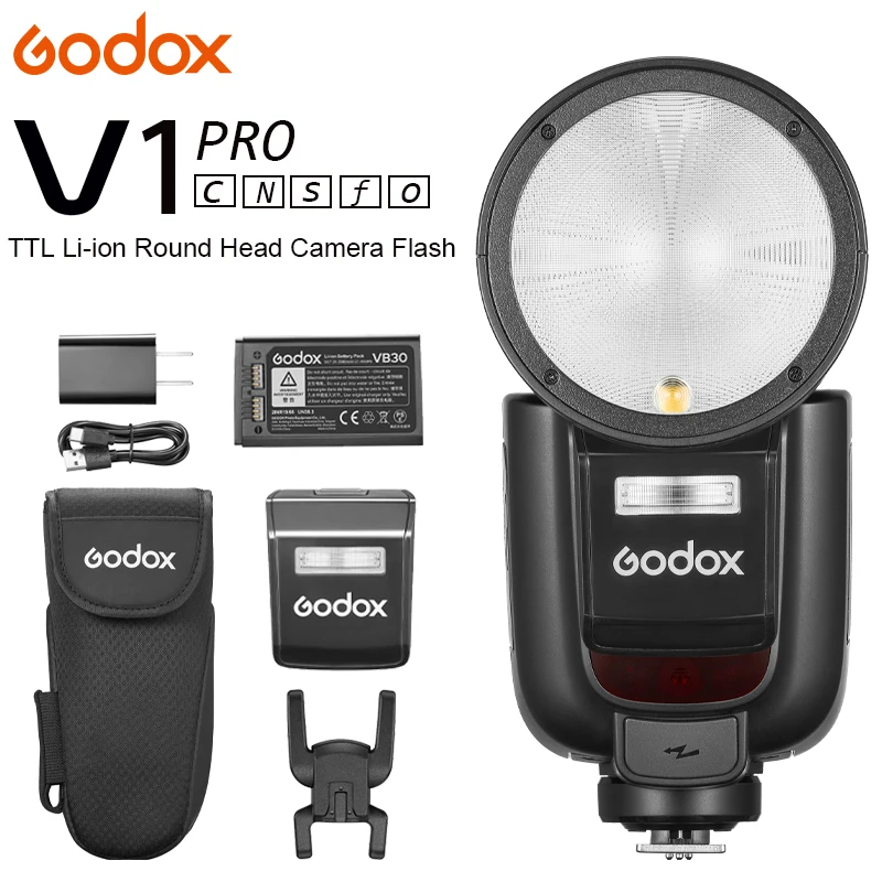 Godox V1 Pro V1Pro Ttl Li-Ion Round Head Camera Flash Trasmissione Wireless Speedlite Flash Per Canon Nikon Sony Fuji Olympus