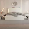 Queen Size Bed Frame with 4 Storage Drawers and LED Lights, Upholstered Platform Bed with Adjustable Headboard 2