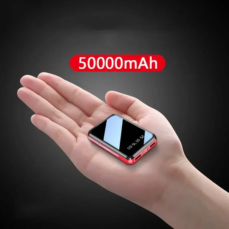 50000Mah Led Display Digitale Portatile Mini Power Bank Schermo A Specchio Powerbank Batteria Esterna Powerbank Per Telefoni Cellulari